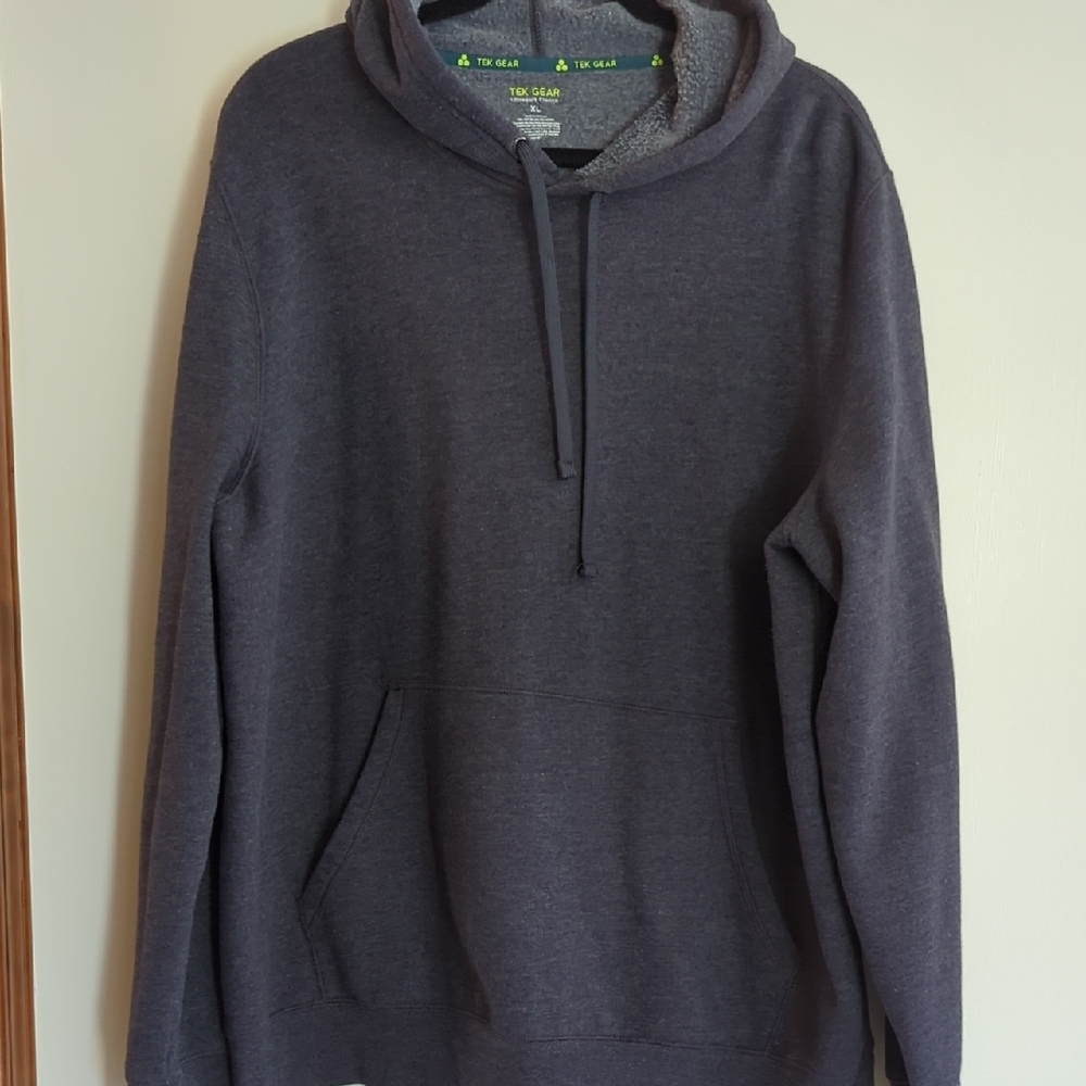 Tek Gear Gray Pullover Hoodie with Drawstring and Fabric